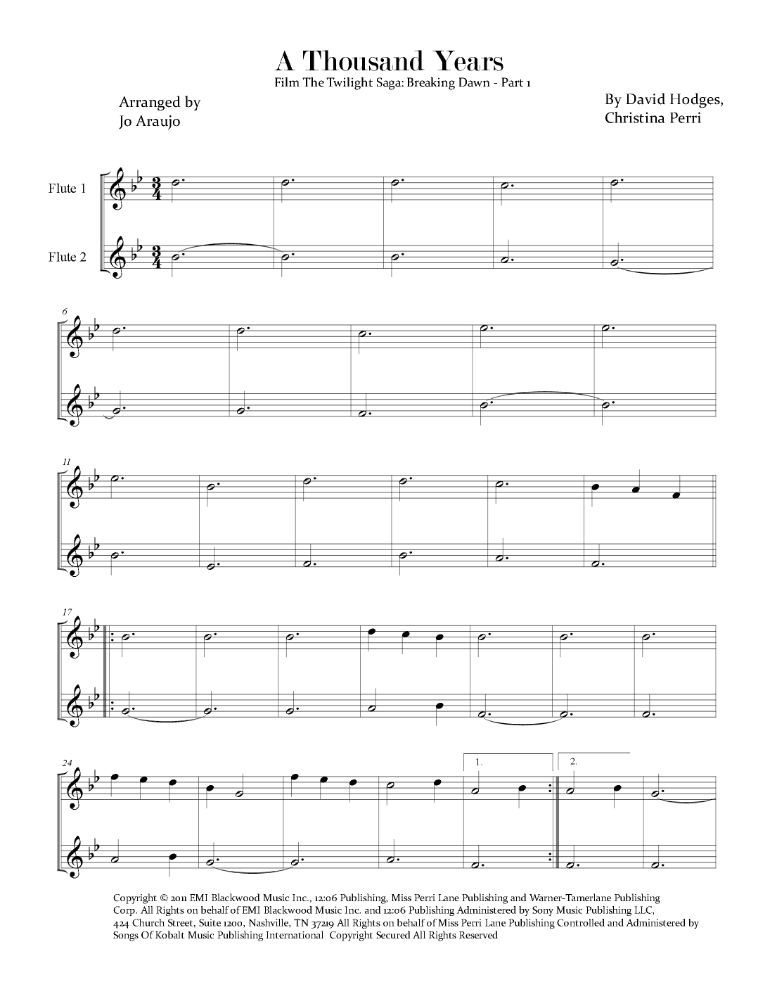 A Thousand Years (arr. Jo Araujo)