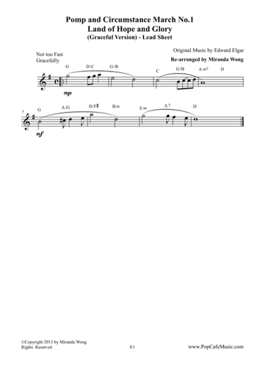 Pomp and Circumstance March No.1 (Land of Hope and Glory) - Lead Sheet (arr. Miranda Wong)