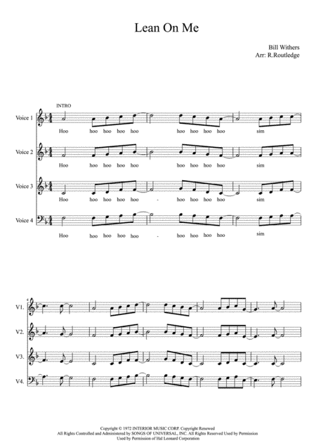 Lean On Me (arr. R.Routledge)
