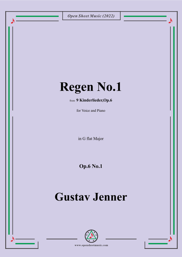 Jenner-Regen No.1,in G flat Major,Op.6 No.1 (arr. OSM Press)
