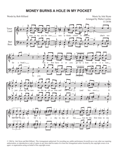 Money Burns A Hole In My Pocket (arr. Walter Latzko)