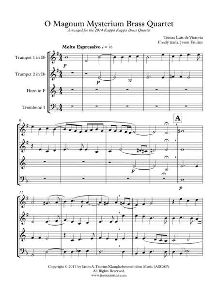 O Magnum Mysterium (de Victoria) (arr. Jason Taurins)