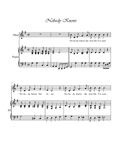 Nobody Knows. Oboe and piano (arr. Ester Alessandrini)