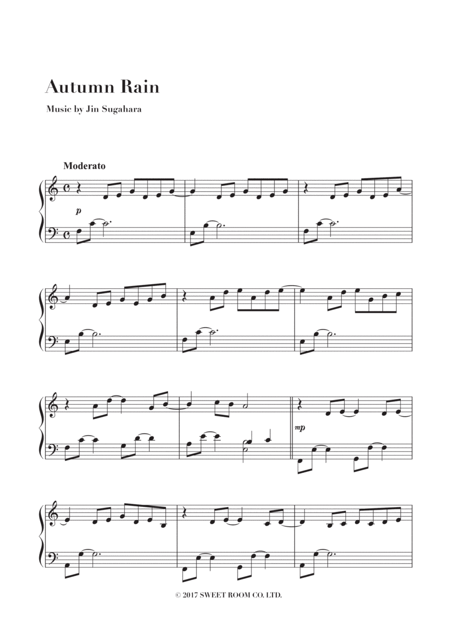 Autumn Rain - Sentimental Piano Solo Sheet Music