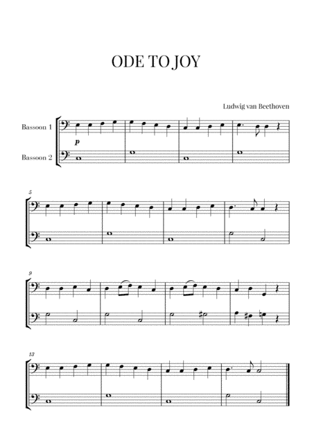 Beethoven - Ode to Joy (for 2 Bassoons) (arr. Cadenza Editions)