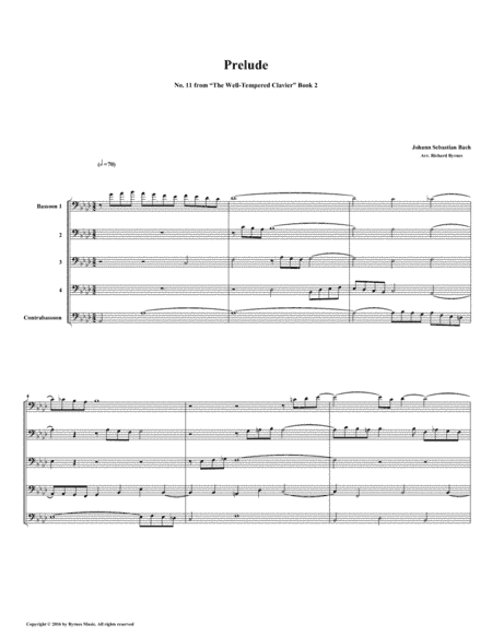 Prelude 11 from Well-Tempered Clavier, Book 2 (Bassoon Quintet) (arr. Richard Byrnes)
