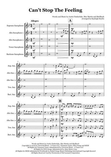 Can't Stop The Feeling! (arr. Kayleigh Huelin)