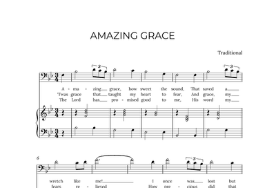 AMAZING GRACE - for piano and baritone in Bb major (arr. Alex Nunes Rodrigues)