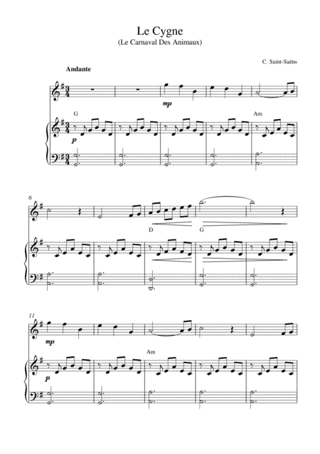 Le Cygne (Le Carnaval Des Animaux) (arr. Kaiserin Rebecca)