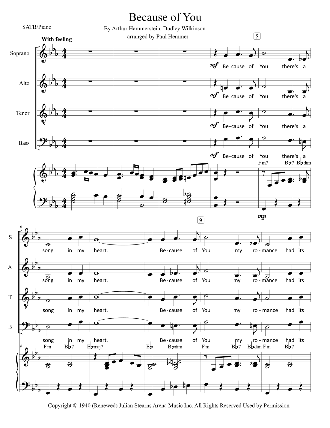 Because Of You (arr. Paul Hemmer)