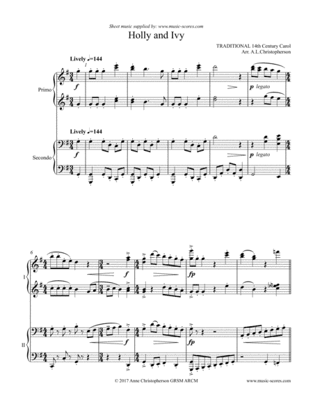 The Holly and the Ivy - Piano Duet (arr. Anne Christopherson GRSM ARCM)
