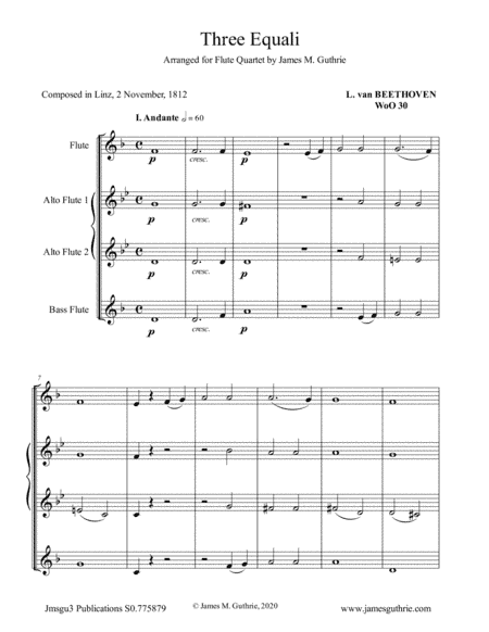 Beethoven: Three Equali WoO 30 for Flute Quartet (arr. James Guthrie, ASCAP)