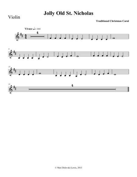 Jolly Old St. Nicholas: violin/piano (arr. Meri Dolevski)