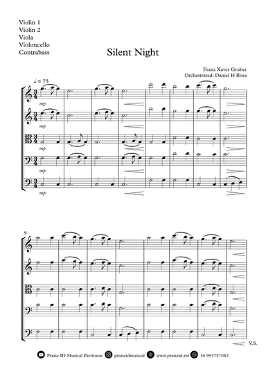 Silent Night - Christmas Carol - String Quartet (arr. Daniel H Rosa)