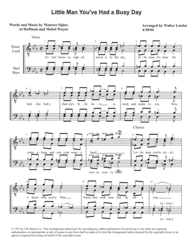 Little Man You've Had A Busy Day (arr. Walter Latzko)