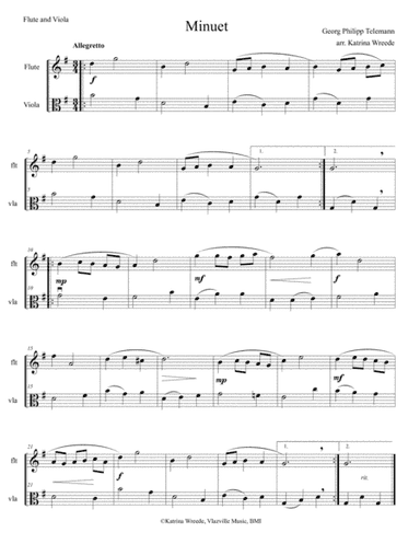 Minuet for Flute and Viola by Telemann (arr. Katrina Wreede)