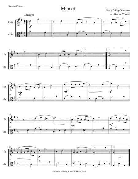 Minuet for Flute and Viola by Telemann (arr. Katrina Wreede)