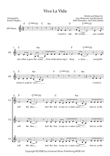 Viva La Vida (arr. Jocelyn Regina)