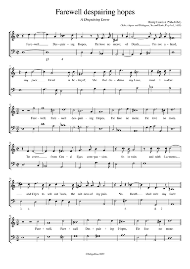 A Despairing Lover: Farewell despairing hopes (arr. Early Music Scores)