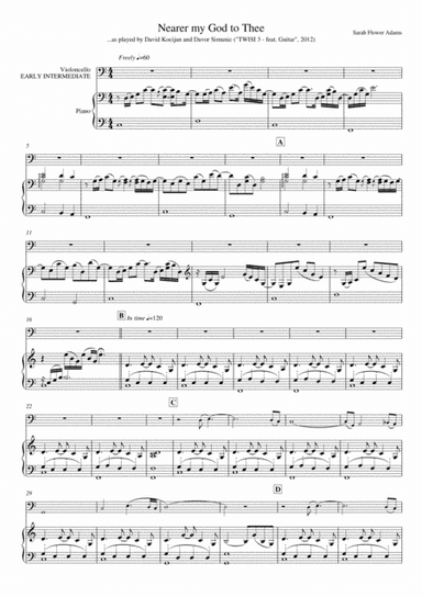 Nearer my God to Thee (piano & violoncello) - EARLY/INTERMEDIATE (arr. David Kocijan & Davor Simunic)