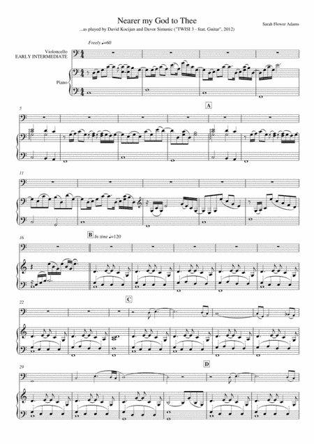 Nearer my God to Thee (piano & violoncello) - EARLY/INTERMEDIATE (arr. David Kocijan & Davor Simunic)