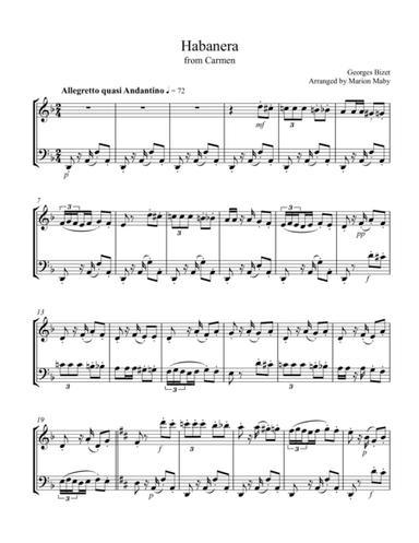 3 Arias from Carmen, for violin & cello duet (arr. Marion Maby)