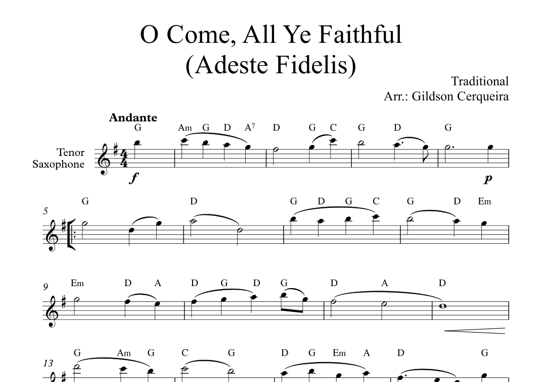 O Come, All Ye Faithful (Adeste Fidelis) (arr. Gildson Cerqueira)