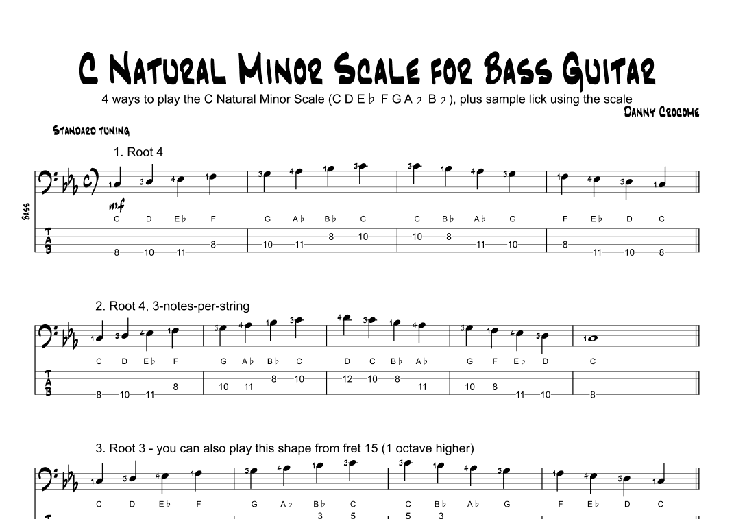 C Natural Minor Scale for Bass Guitar (4 Ways to Play)