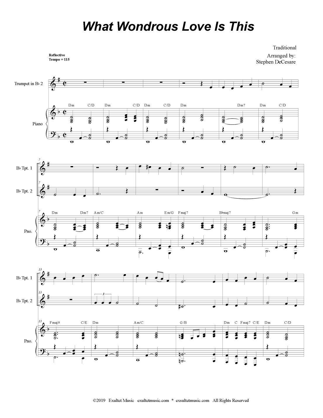 What Wondrous Love Is This (Duet for Bb-Trumpet) (arr. Stephen DeCesare)