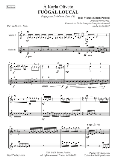Fuga (Fugue) for 2 violins: Fuogal Loucal