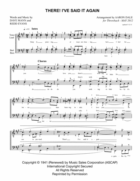 There! I've Said It Again (arr. Aaron Dale)