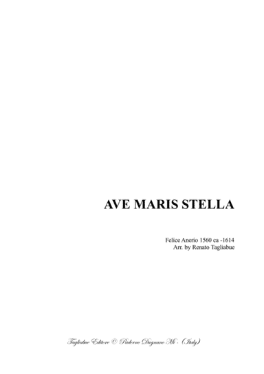 AVE MARIS STELLA - F.Anerio - For SATB Choir (arr. Renato Tagliabue)