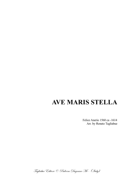AVE MARIS STELLA - F.Anerio - For SATB Choir (arr. Renato Tagliabue)