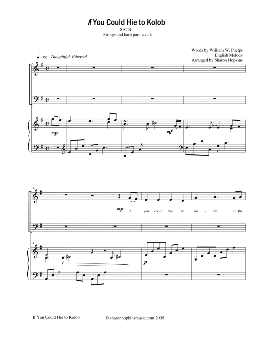 If You Could Hie to Kolob SATB (arr. Sharon Hopkins)