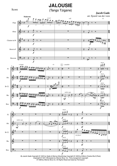 Jalousie (tango Tzigane) (arr. Sjoerd van der Veen)