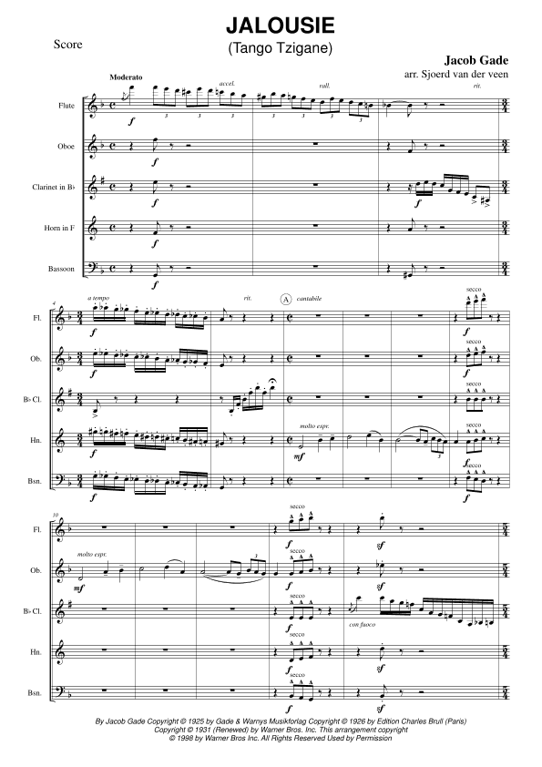 Jalousie (tango Tzigane) (arr. Sjoerd van der Veen)