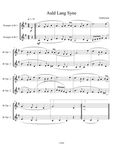 Auld Lang Syne (trumpet duet) (arr. B. C. Dockery)