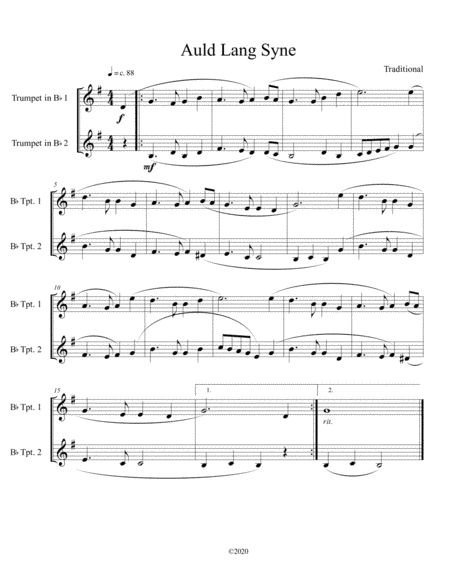 Auld Lang Syne (trumpet duet) (arr. B. C. Dockery)