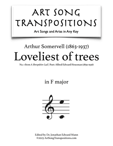 SOMERVELL: Loveliest of trees (transposed to F major) (arr. ArtSongTranspositions.com)