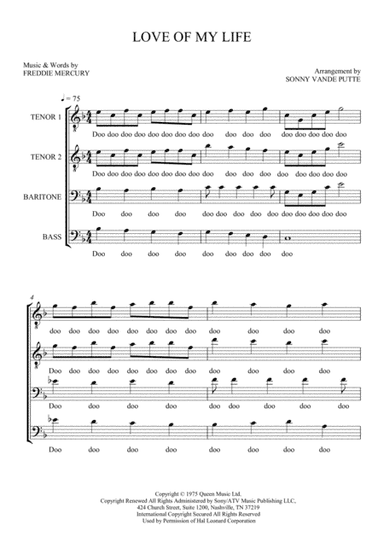 Love Of My Life (arr. Sonny Vande Putte)