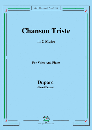 Duparc-Chanson Triste in C Major (arr. MSM)