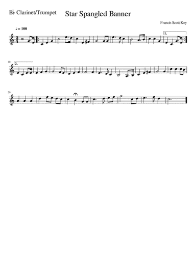 The Star-Spangled Banner Trumpet/Clarinet (arr. Deontrae Peyton)