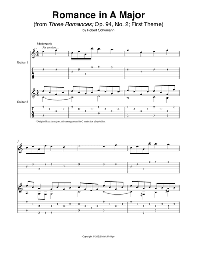 Romance in A Major (arr. Mark Phillips)