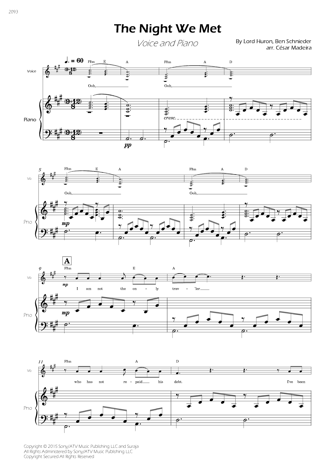 The Night We Met (arr. César Madeira)