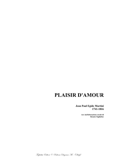 PLAISIR D'AMOUR - Arr. per SAB Choir and Piano (arr. Renato Tagliabue)