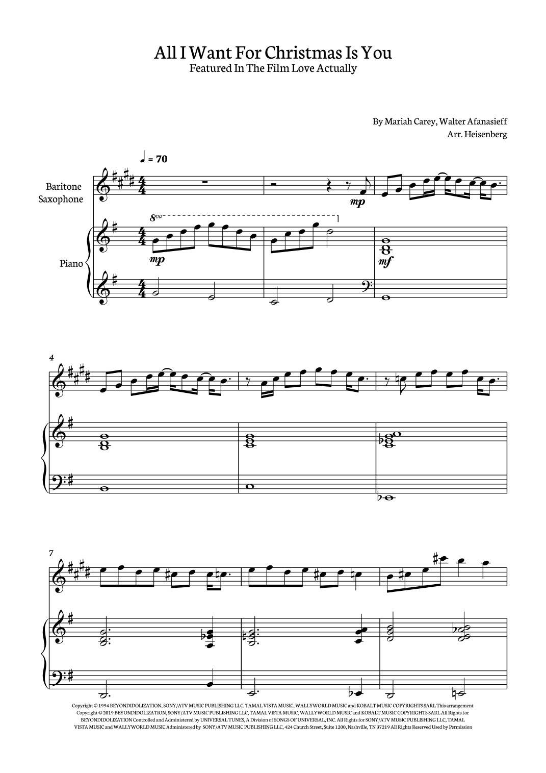 All I Want For Christmas Is You (arr. Heisenberg)