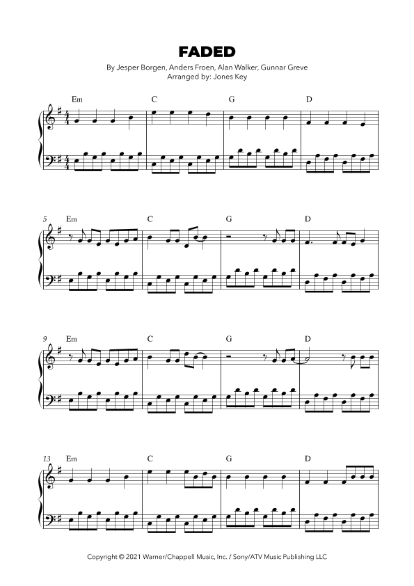 Faded (arr. Jones Key)
