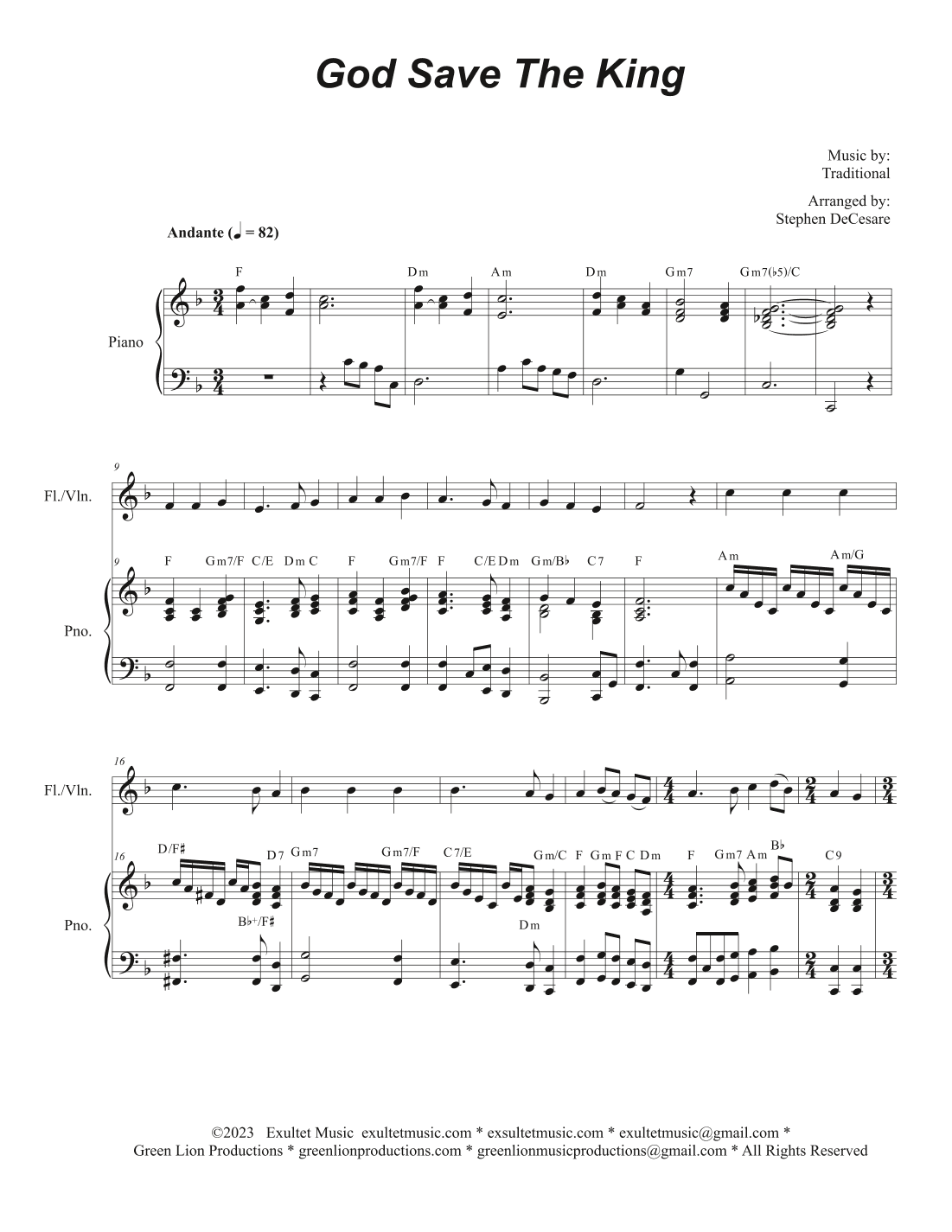 God Save The King (Flute or Violin solo and Piano - Easy Version) (arr. Stephen DeCesare)