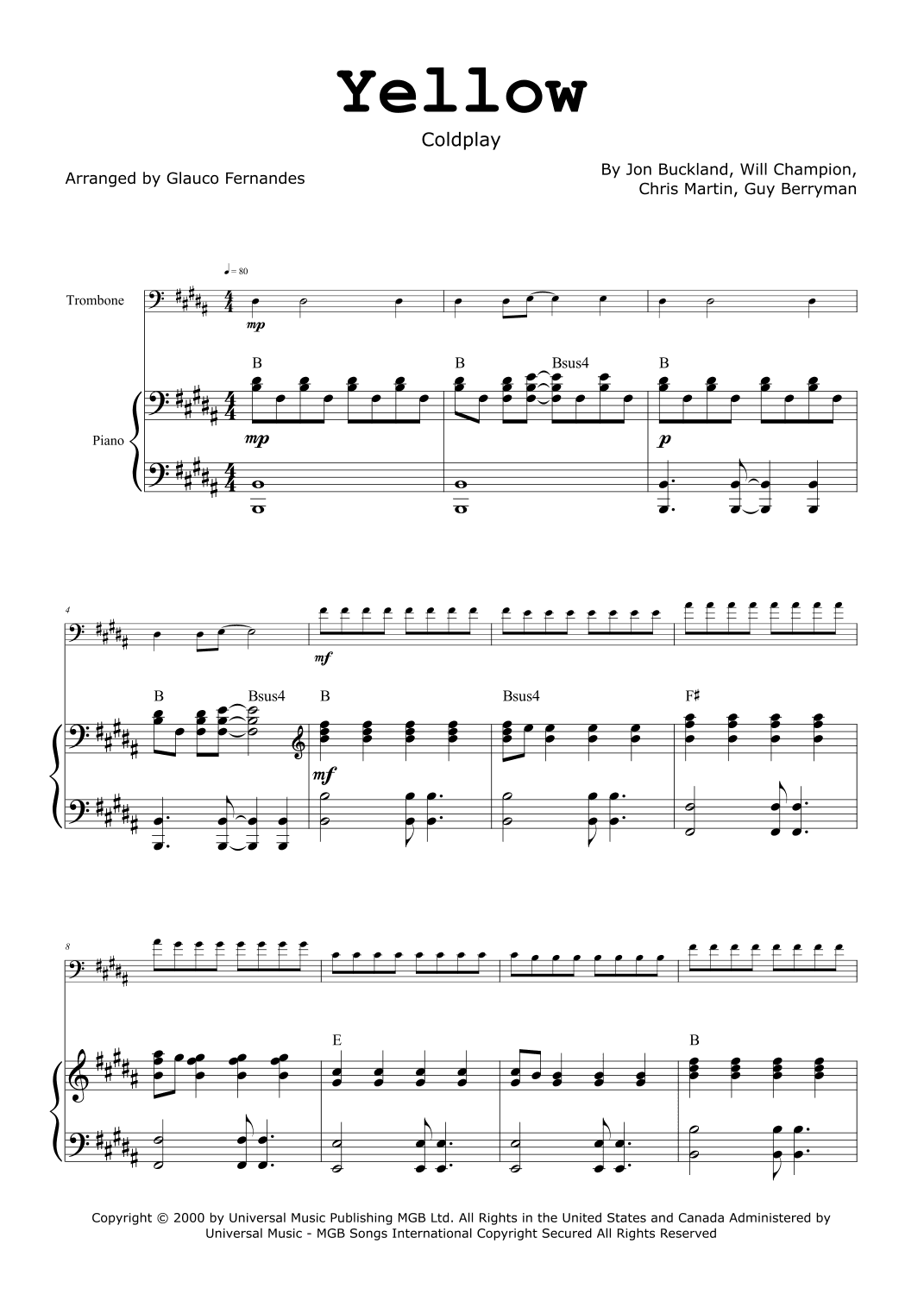 Yellow (arr. Glauco Fernandes)