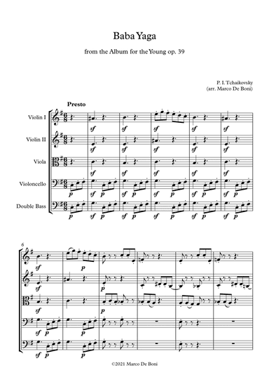 Tchaikovsky - Baba Yaga - For Easy String Orchestra (arr. Marco De Boni)